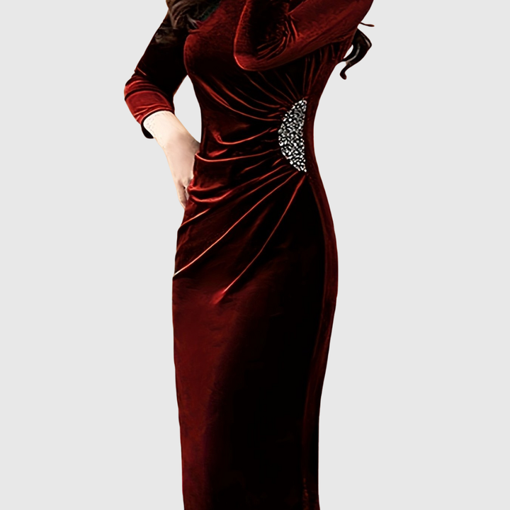 Lillo | Sametové šaty s rozparkem a řasením