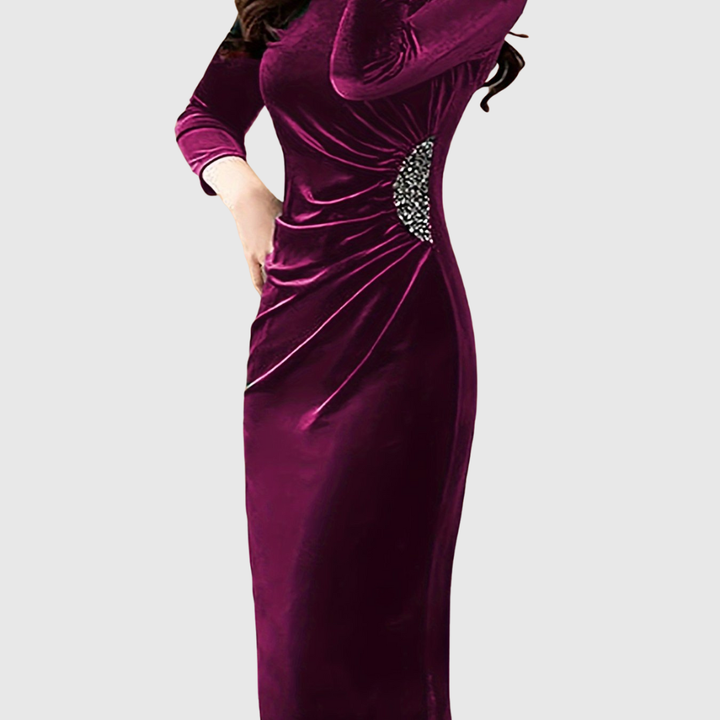 Lillo | Sametové šaty s rozparkem a řasením