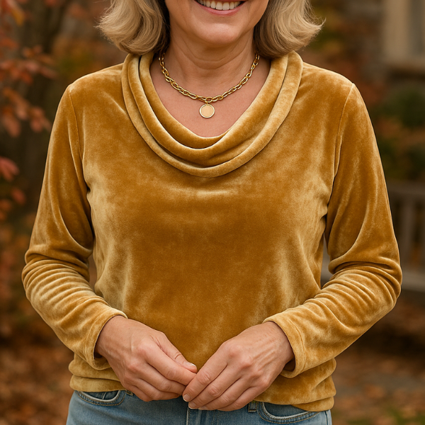 Ava | Sametový top s dlouhým rukávem