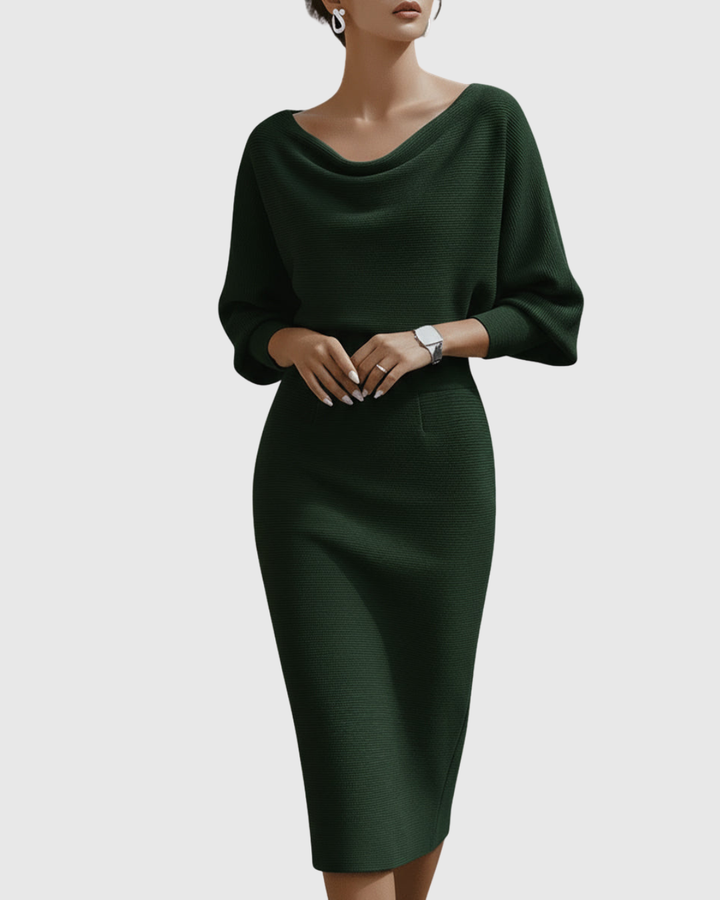 Ismeria | Bílá draped midi šaty s křídly