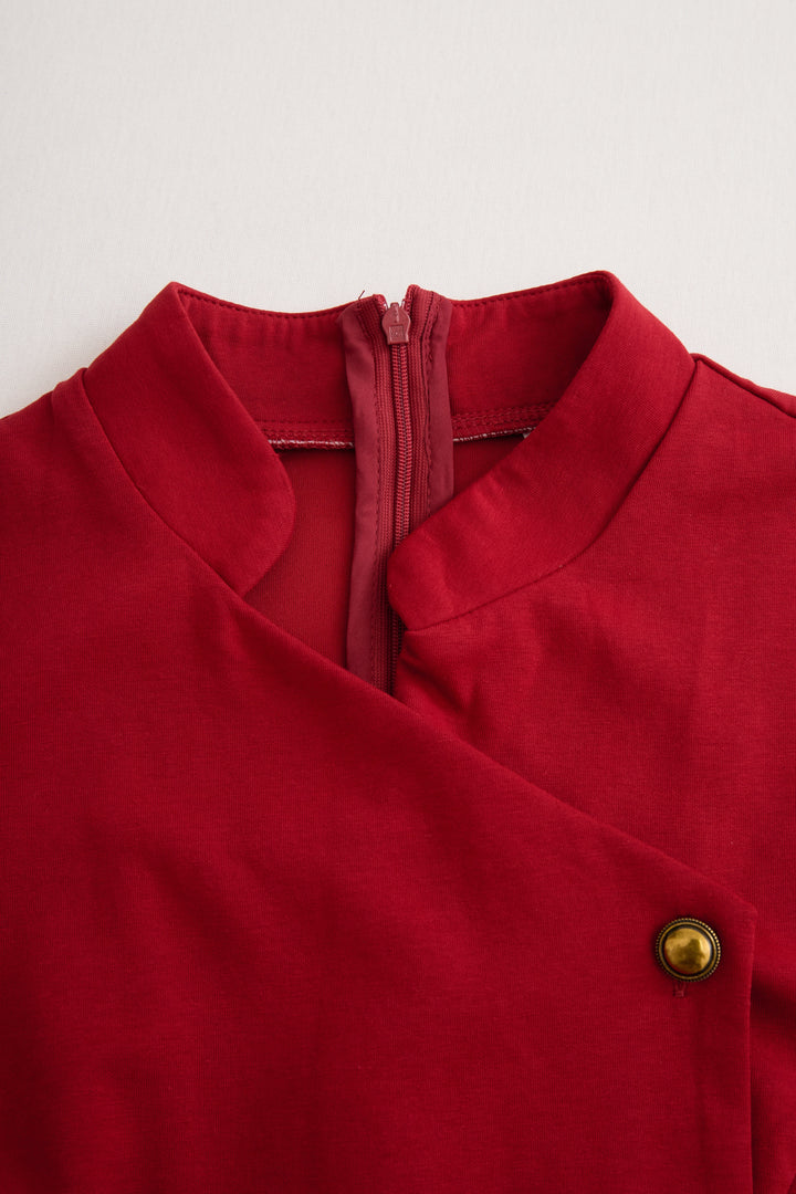 Ruby | Burgundská bezramínková midi šaty