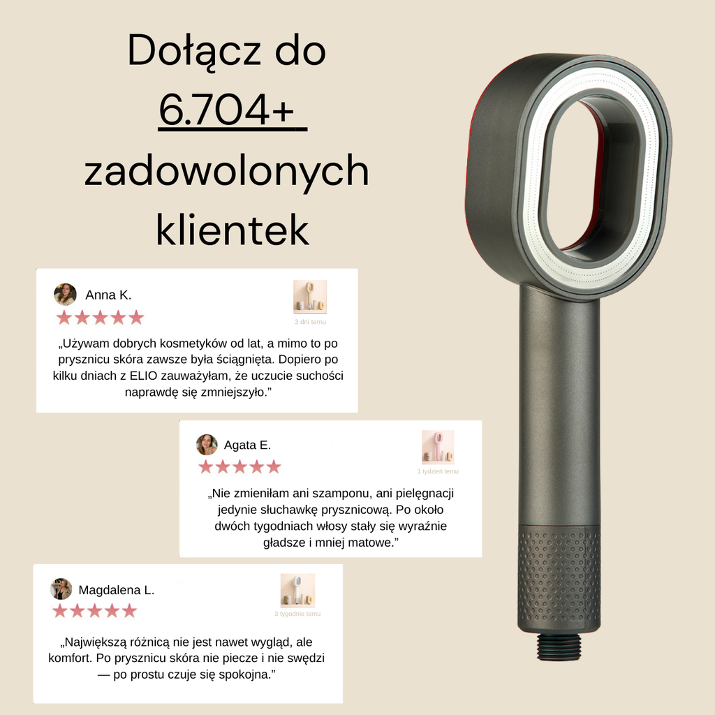 ELIO Pure™ 3-w-1 – słuchawka prysznicowa z filtrem