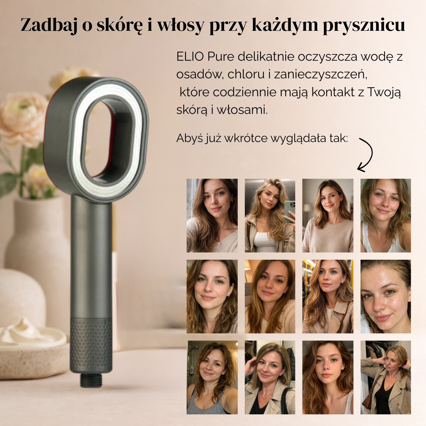 ELIO Pure™ 3-w-1 – słuchawka prysznicowa z filtrem